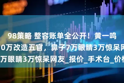 98策略 整容账单全公开！黄一鸣直播自曝豪掷10万改造五官，鼻子7万眼睛3万惊呆网友_报价_手术台_价格